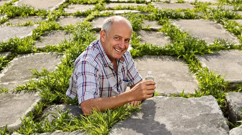 Entre les dalles, les paysagistes versent toujours la même chose — les mauvaises herbes ne reviennent plus